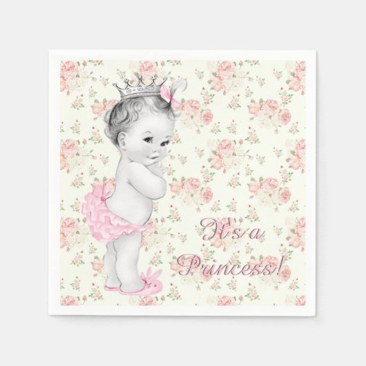 Serviette En Papier Baby shower princesse rose rose (Devant)