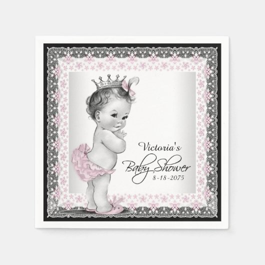 Serviette En Papier Baby shower Princesse vintage (Devant)