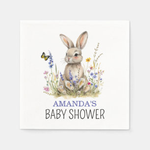 Serviette En Papier Baby shower Quelques fleurs sauvages lapins