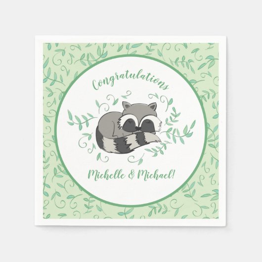 Serviette En Papier Baby shower Raccoon (Devant)