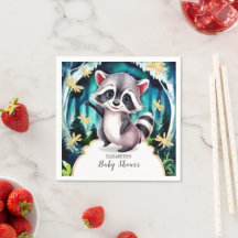 Baby shower Raccoon aquarelle