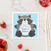 Serviette En Papier Baby shower Raccoon bleu (En situation)