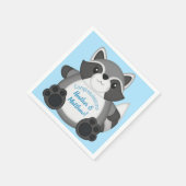 Serviette En Papier Baby shower Raccoon bleu (Coin)