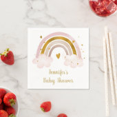 Serviette En Papier Baby shower Rainbow Neutral Gold Pastel (En situation)