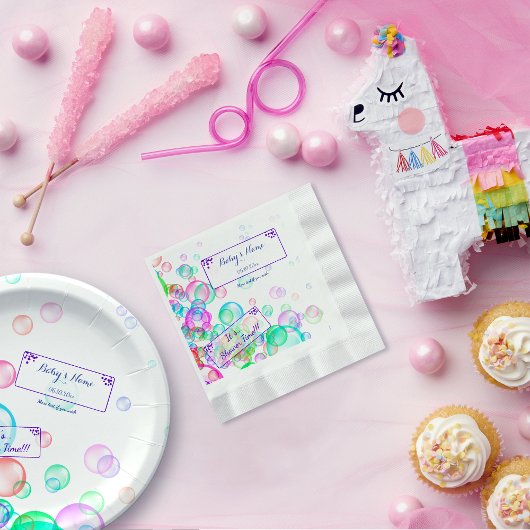 Serviette En Papier Baby shower Rainbow Soap Bubbles