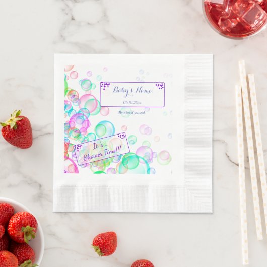 Serviette En Papier Baby shower Rainbow Soap Bubbles (En situation)