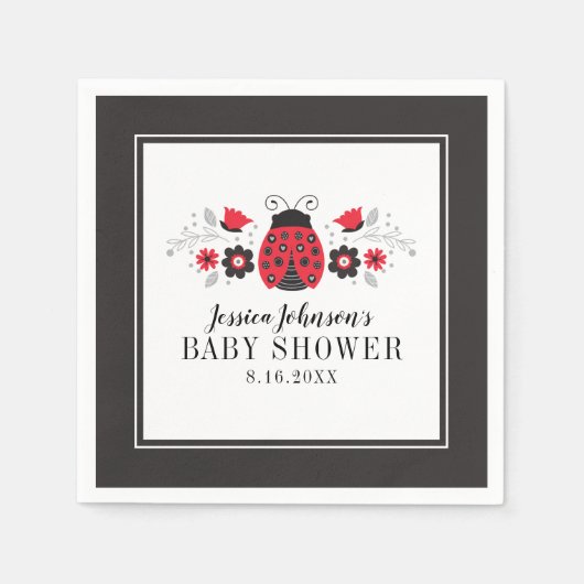 Serviette En Papier Baby shower Red Ladybug Napkin (Devant)