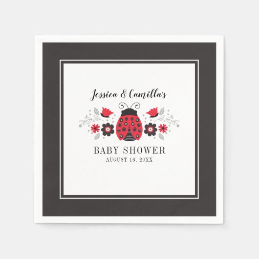 Serviette En Papier Baby shower Red Ladybug Napkin (Devant)