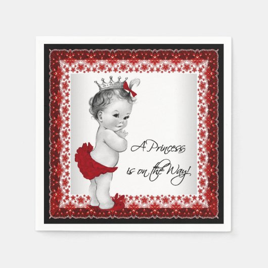Serviette En Papier Baby shower Red Princess (Devant)