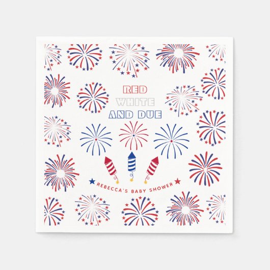 Serviette En Papier Baby shower Red White 4 juillet pétards (Devant)
