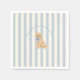 Serviette En Papier Baby Shower Retriever doré Bleu