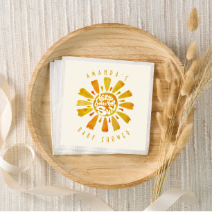 Serviette En Papier Baby Shower Rétro Groovy Sunshine
