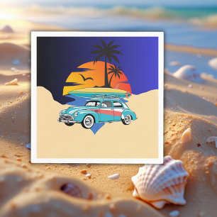 Serviette En Papier Baby shower Retro Surfer