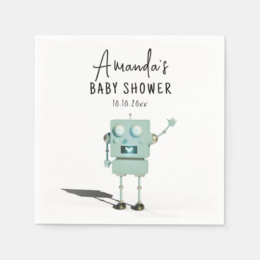Serviette En Papier Baby shower robot (Devant)