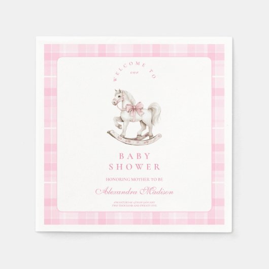 Serviette En Papier Baby shower rocheux Plaid (Devant)