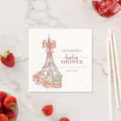 Serviette En Papier Baby shower romantique French Pink Bow Paris (En situation)