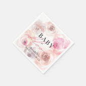 Serviette En Papier Baby shower Rose bébé en fleurs aquarelle (Coin)