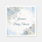 Serviette En Papier Baby Shower Rose Bleue Bohème (Devant)