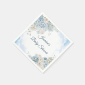 Serviette En Papier Baby Shower Rose Bleue Bohème (Coin)