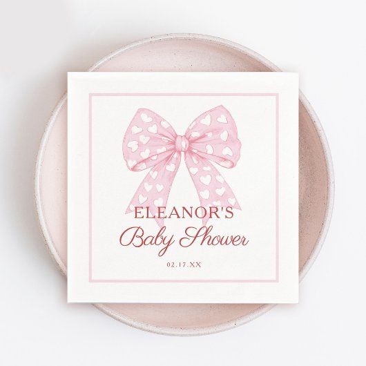 Serviette En Papier Baby shower rose Bow