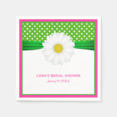 Serviette En Papier Baby Shower Rose Chaude & Points Verts (Devant)
