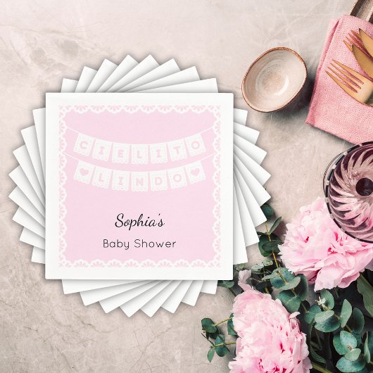 Serviette En Papier Baby shower rose Cielito Lindo
