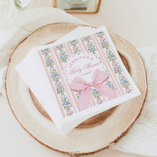 Serviette En Papier Baby shower Rose Coquette Blush Pink Bow