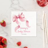 Serviette En Papier Baby shower rose Coquette Bow (En situation)
