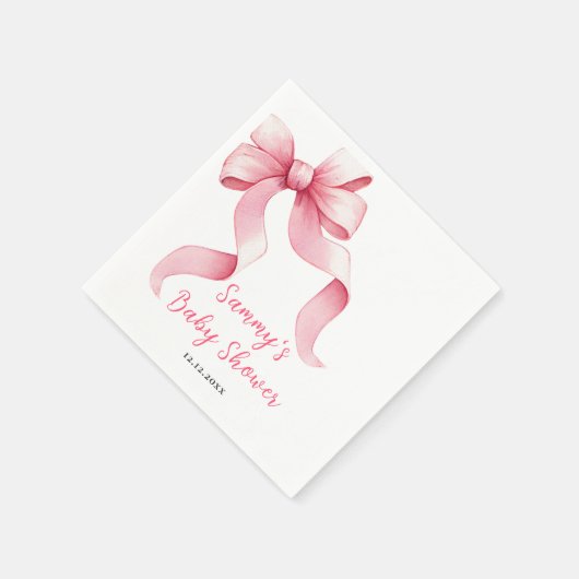 Serviette En Papier Baby shower rose Coquette Bow (Coin)