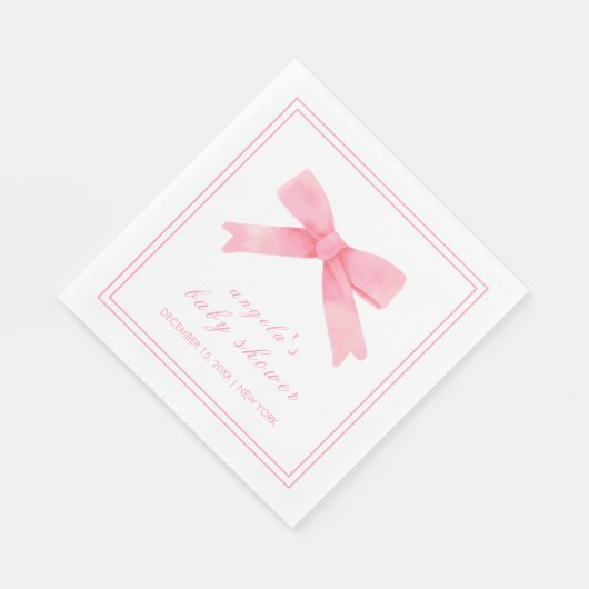 Serviette En Papier Baby shower Rose Cute Bow Girl (Coin)