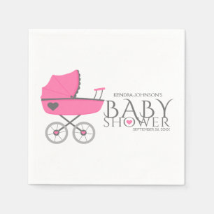 Serviette En Papier Baby shower rose de filles de voiture d'enfant