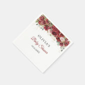 Serviette En Papier Baby shower rose d'eucalyptus bordeaux Boho (Coin)