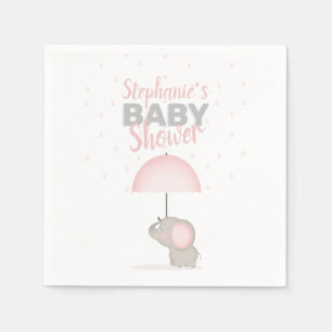 Serviette En Papier Baby shower rose éléphant bébé