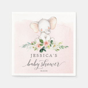 Serviette En Papier Baby shower rose éléphant Cocktail Napkin