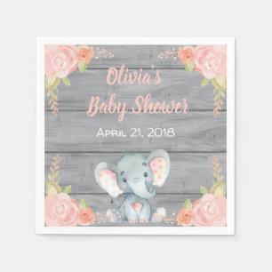 Serviette En Papier Baby shower rose éléphant serviettes