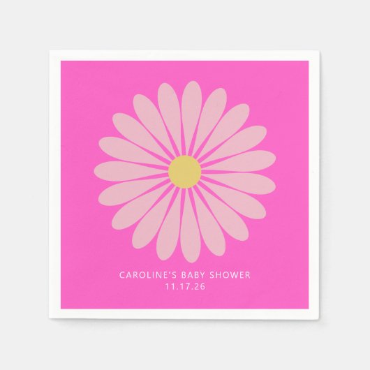 Serviette En Papier Baby shower rose fleur scandinave mignon personnal (Devant)