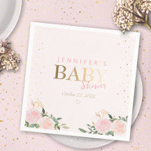 Baby shower Rose Floral Gold Girl