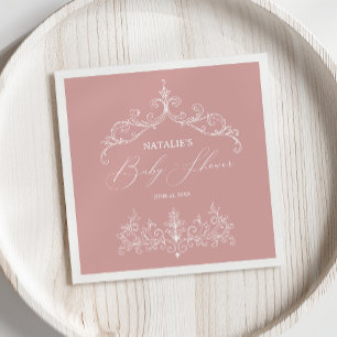 Serviette En Papier Baby shower rose floral vintage intemporel