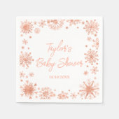 Serviette En Papier Baby shower rose Gold Snowflakes (Devant)