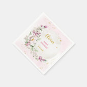 Serviette En Papier Baby shower rose lune florale (Coin)