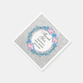 Serviette En Papier Baby shower Rose Merci rose argent (Coin)