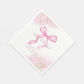 Serviette En Papier Baby shower rose moderne élégant aquarelle Bow (Coin)