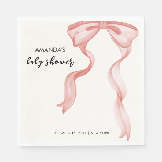 Serviette En Papier Baby shower rose moderne élégante Bow Girl (Devant)