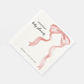 Serviette En Papier Baby shower rose moderne élégante Bow Girl (Coin)