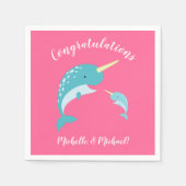 Serviette En Papier Baby shower rose Narwhal (Devant)