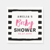 Serviette En Papier Baby shower rose noir et blanc chic (Devant)