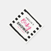 Serviette En Papier Baby shower rose noir et blanc chic (Coin)