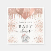 Serviette En Papier Baby shower rose or blanc blanc mignon éléphant ba (Devant)