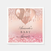 Serviette En Papier Baby shower rose or blush parties scintillant nom (Devant)