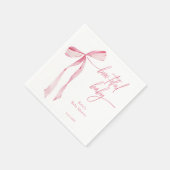 Serviette En Papier Baby shower rose pâle à l'aquarelle Bowtiful (Coin)